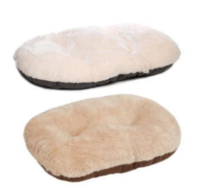 Oval Cushion Dog Bed | Gor Pets Nordic Cushion Bed | Pet Bed - Grey/ Brown 21"- 40" - Petzenya