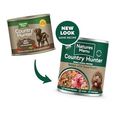 Natures Menu Country Hunter Dog Food Can Full Flavoured Rabbit Can (6 x 600g) 