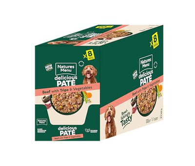 Natures Menu - Wet Dog Food - Pouches for Adult Dogs with Beef and Tripe - 8 x 300g 
