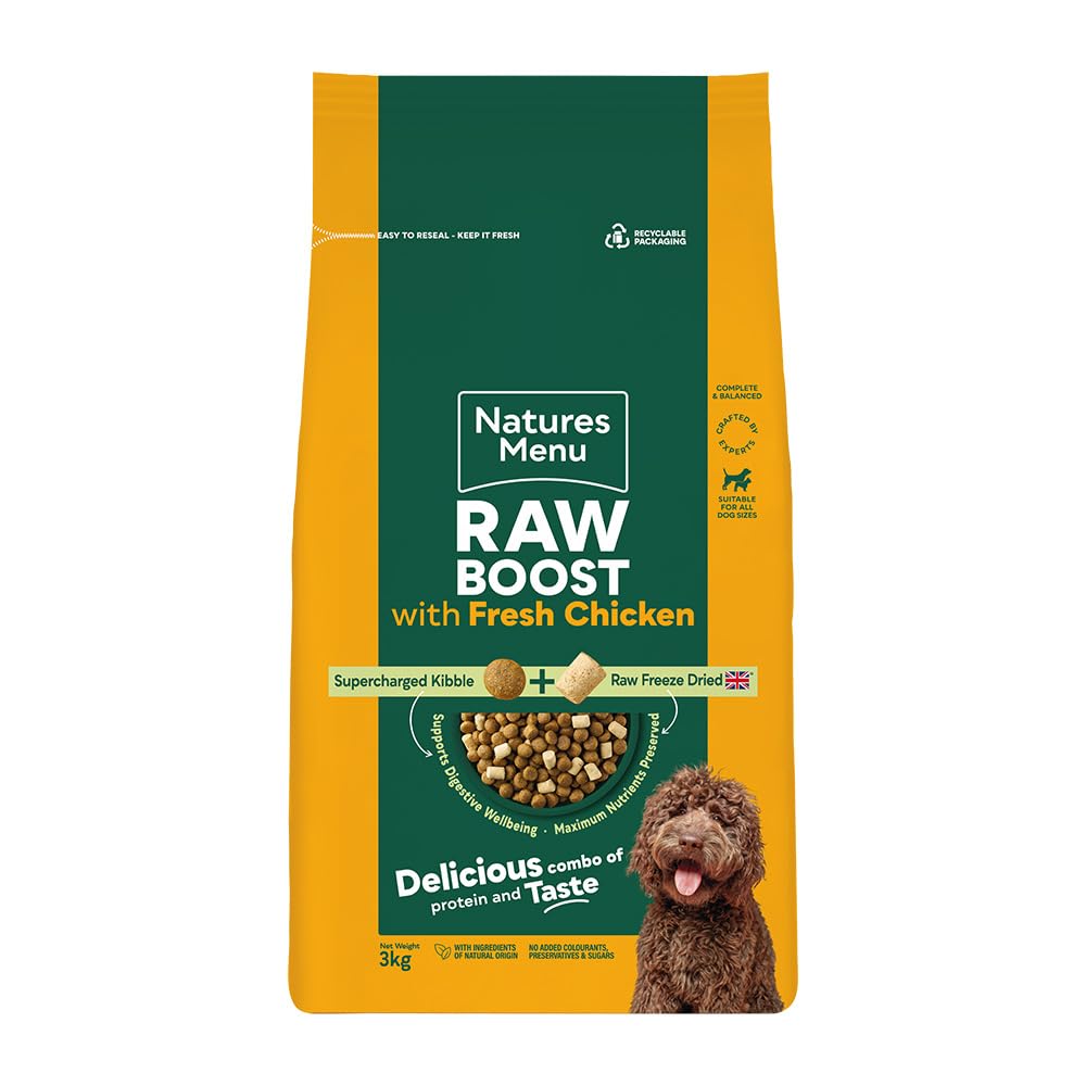 Natures Menu Raw boost Dry Food for Dogs with Fresh Chicken - 3kg 