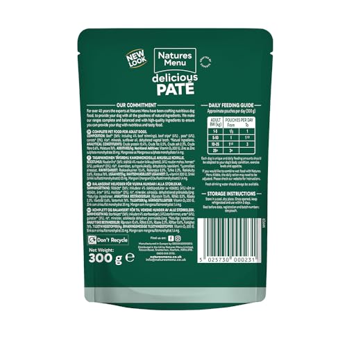 Natures Menu - Wet Dog Food - Pouches for Adult Dogs with Beef and Tripe - 8 x 300g 