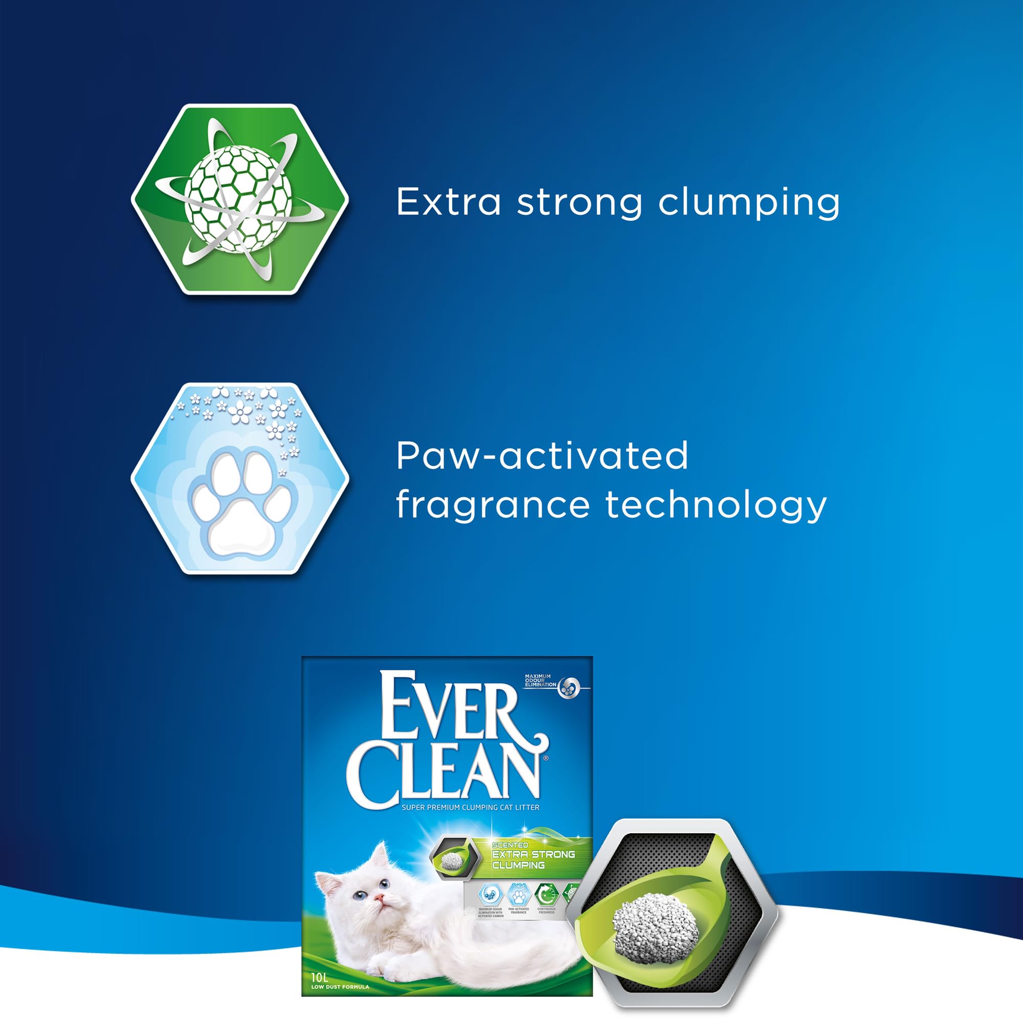 Ever Clean Clumping Cat Litter, Extra Strong Clumping Cat Litter, Scented for Long-lasting freshness, 10L