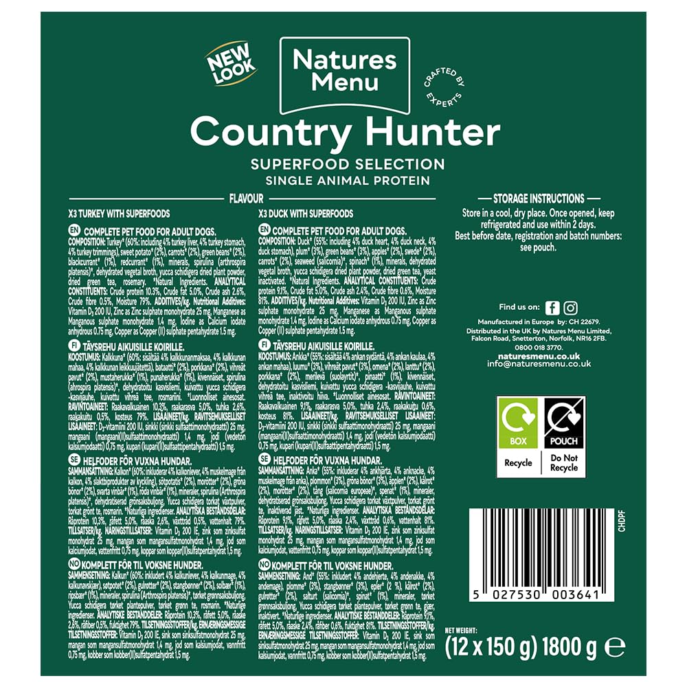Country Hunter Natures Menu Natures Menu Superfood Selection Pouches for Dogs (12x 150 g) 