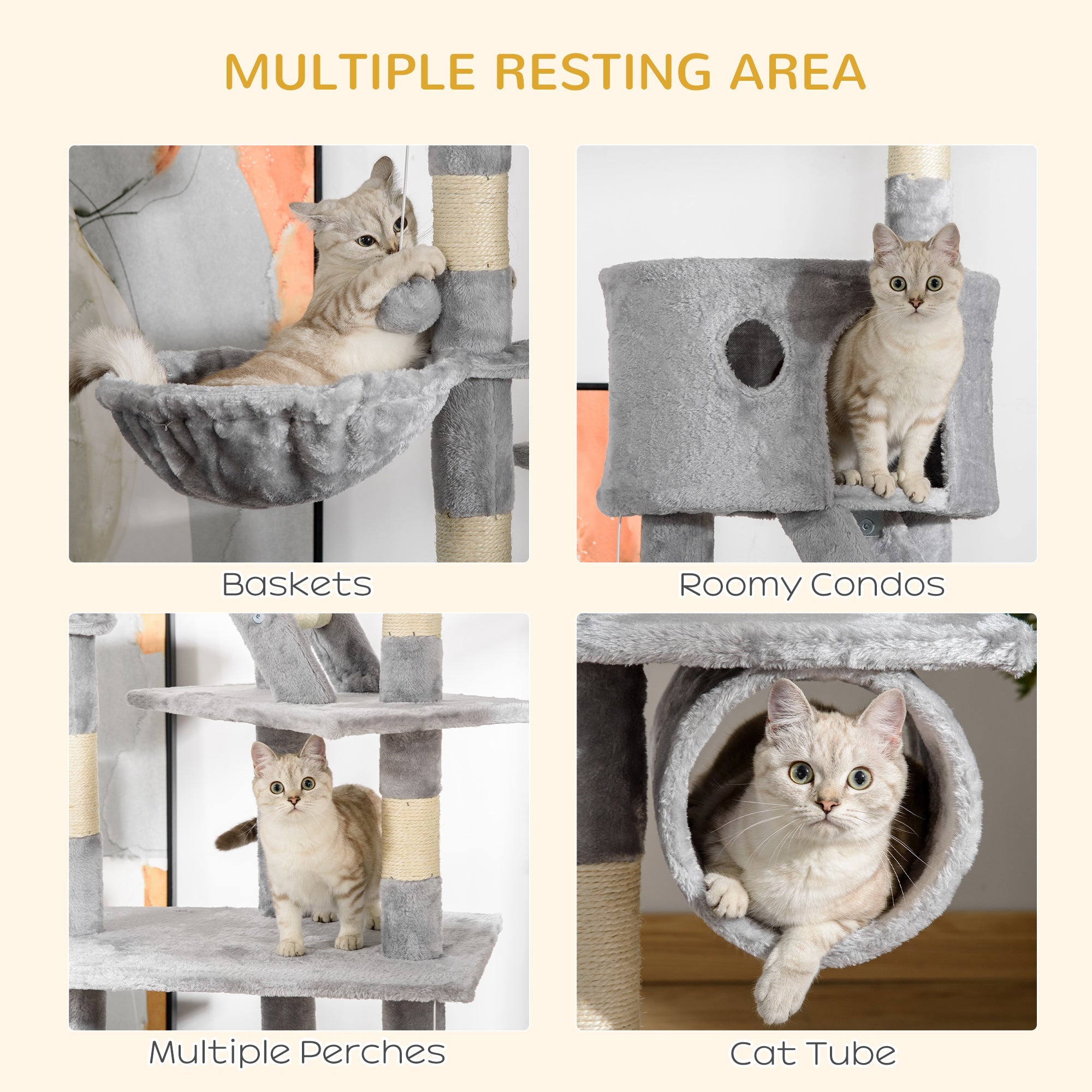 Floor-to-Ceiling Cat Tree – Adjustable, Sturdy & Multi-Level Fun 