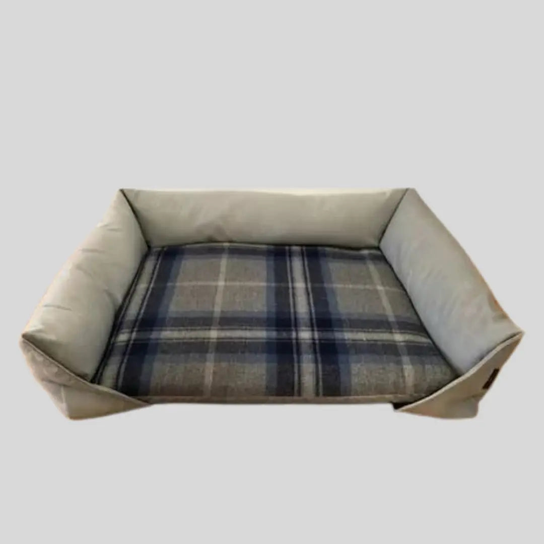 Sofa Dog Bed | 7cm Thick Poly Pad Quality Check Fabric & Velour Bolsters | Non-Slip Dipple Base 