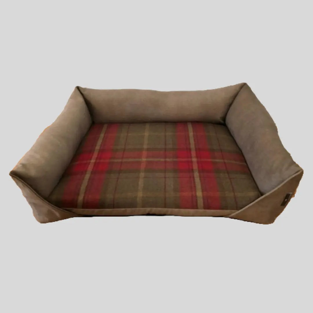 Sofa Dog Bed | 7cm Thick Poly Pad Quality Check Fabric & Velour Bolsters | Non-Slip Dipple Base 