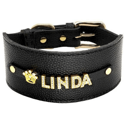 Personalized Dog Collar PU Leather | Greyhound Neck Collar with Name - Petzenya