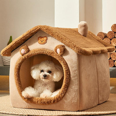 Foldable Dog House Kennel Bed Mat for Small Medium Dogs Cats Winter Warm Cats Bed Nest - Petzenya