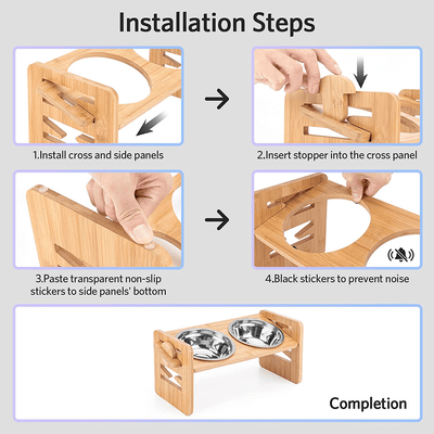 bamboo dog bowl stand