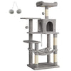 FEANDREA Cat Tree, Cat Condo with Hammock, 143 cm, Light Grey PCT161W01 - Petzenya