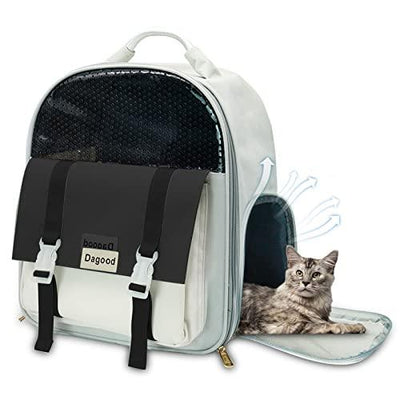Dagood Cat Backpack, Black Portable Breathable Cat Carrier Backpack for Puppy Cat Durable Oxford Pet Backpack Carrier for Travelling Hiking Shopping Outdoor - Petzenya