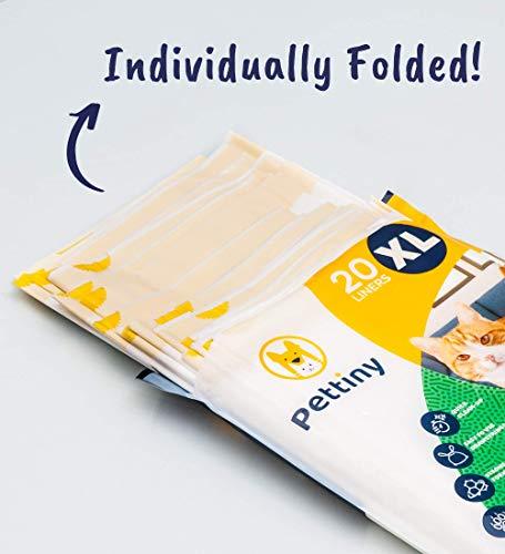 Pettiny 20 XL Cat Litter Tray Liners with Drawstrings Scratch Resistant Bags for Extra Large Litter Box - Petzenya