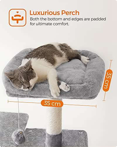 FEANDREA Cat Tree, Cat Condo with Hammock, 143 cm, Light Grey PCT161W01 - Petzenya