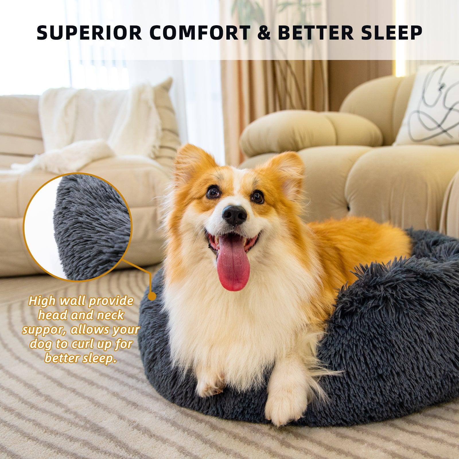 Anxiety Dog Bed | Donut Dog Bed For Dogs & Cats | Orthopaedic Pet Bed Small Medium Pets - Petzenya