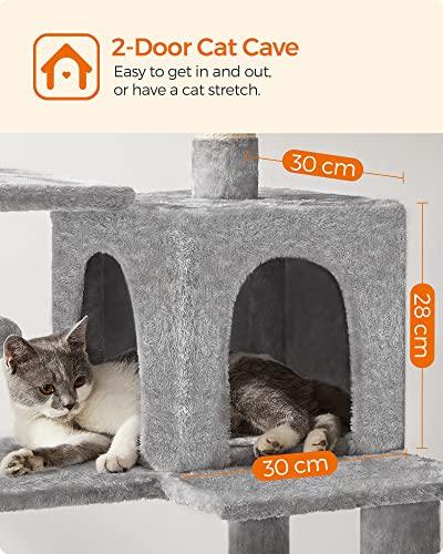 FEANDREA Cat Tree, Cat Condo with Hammock, 143 cm, Light Grey PCT161W01 - Petzenya