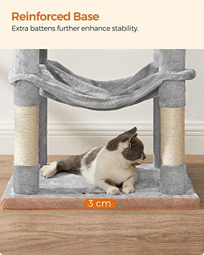 FEANDREA Cat Tree, Cat Condo with Hammock, 143 cm, Light Grey PCT161W01 - Petzenya