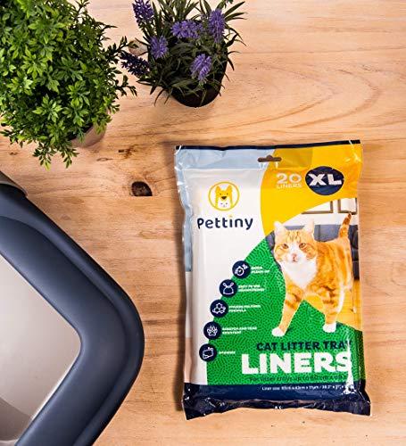 Pettiny 20 XL Cat Litter Tray Liners with Drawstrings Scratch Resistant Bags for Extra Large Litter Box - Petzenya