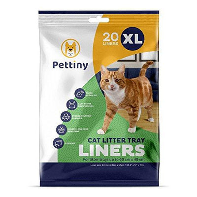 Pettiny 20 XL Cat Litter Tray Liners with Drawstrings Scratch Resistant Bags for Extra Large Litter Box - Petzenya