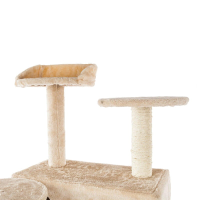 Cat Tower Climbing Tree | 132cm Cat Scratching Post Tower | Cream Sisal Rope Cat Tree - Petzenya