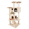 Cat Tower Climbing Tree | 132cm Cat Scratching Post Tower | Cream Sisal Rope Cat Tree - Petzenya