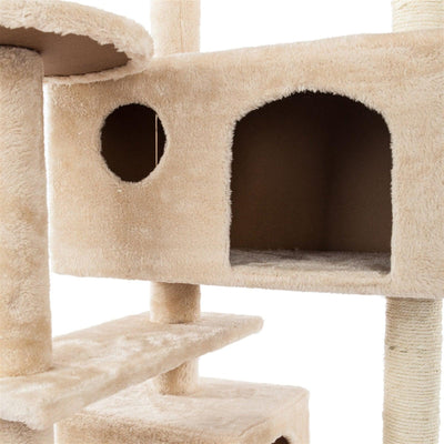 Cat Tower Climbing Tree | 132cm Cat Scratching Post Tower | Cream Sisal Rope Cat Tree - Petzenya