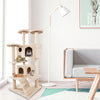 Cat Tower Climbing Tree | 132cm Cat Scratching Post Tower | Cream Sisal Rope Cat Tree - Petzenya